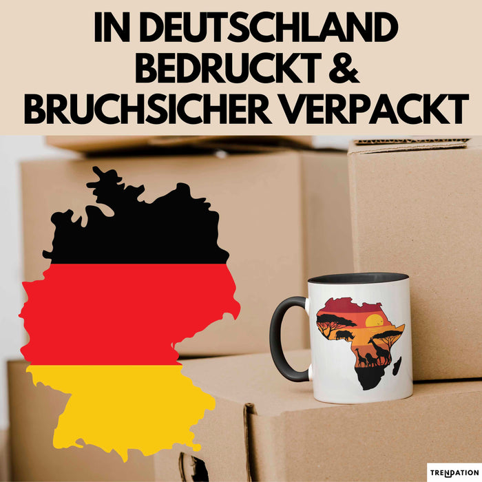 Afrika Karte Nashorn Tasse Geschenk Lustige Geschenkidee Spruch Schwarz Trendation