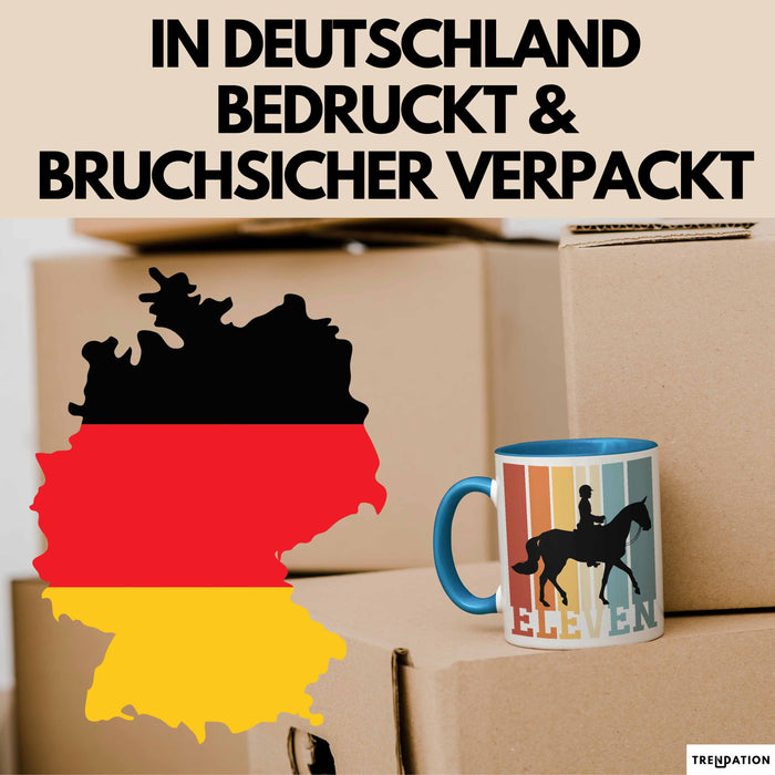 Tasse Geschenk Eleven Retro Pferd Spruch Lustiger Becher Blau Trendation