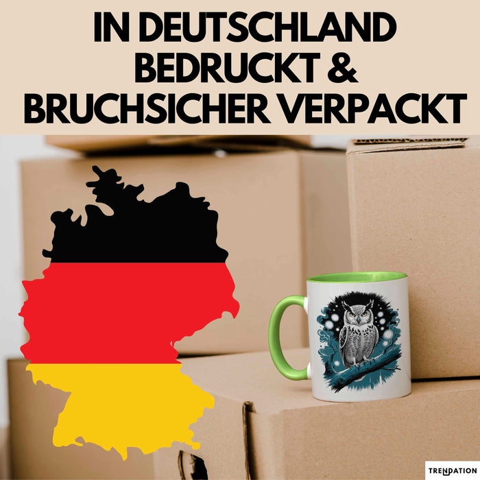 Eule Tierliebhaber Tasse Geschenk Lustige Geschenkidee Spruch Grün Trendation