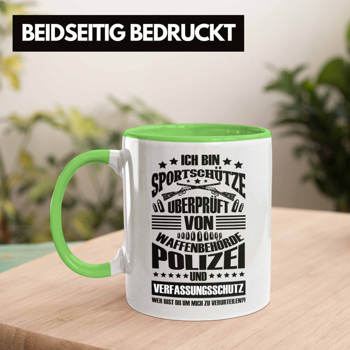 Lustige Schießen-Tasse für Sportschützen Geschenk Ich Bin Sportschütze Grün Trendation