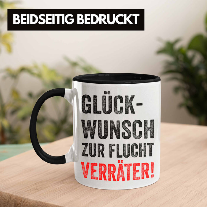 Trendation - Jobwechsel Tasse Geschenk Kollegin Kollege Lustig Abschiedsgeschenk Sprüche Glückwunsch Zur Flucht Trendation