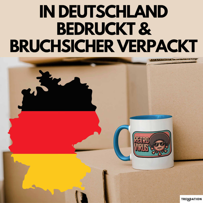 Computerprogrammierer Softwareingenieur Tasse Geschenk Lustige Geschenkidee Spruch Retro Virus Blau Trendation