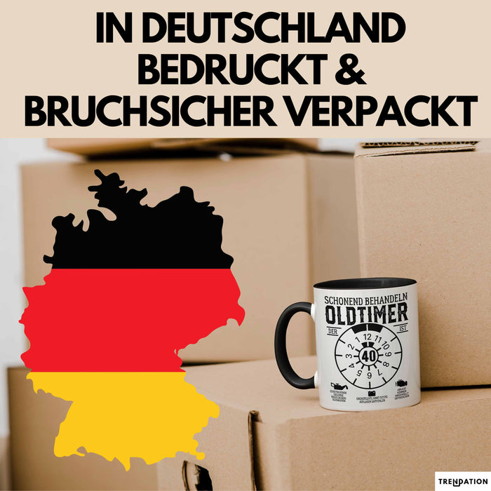 40. Geburtstag Tasse Geschenk Schonend Behandeln Oldtimer Der Ist 40 Geschenkidee Kaffee-Becher Trendation