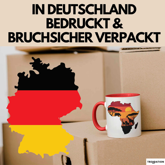 Afrika Karte Nashorn Tasse Geschenk Lustige Geschenkidee Spruch Rot Trendation
