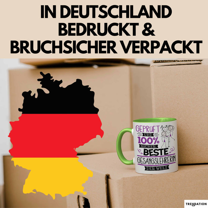Beste Gesangslehrerin Der Welt Tasse Geschenk für Eine Gesangslehrerin Geprüft Und Sicher Geschenkidee Geburtstag Weihnachten Grün Trendation