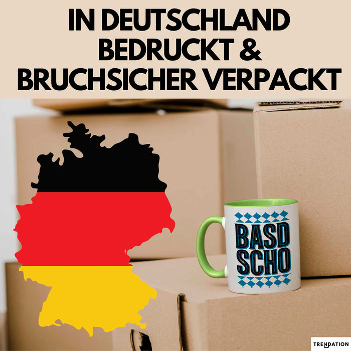 Deutschland München Bayern Bayerisch Tasse Geschenk Lustige Geschenkidee Spruch BASD SCHO Grün Trendation