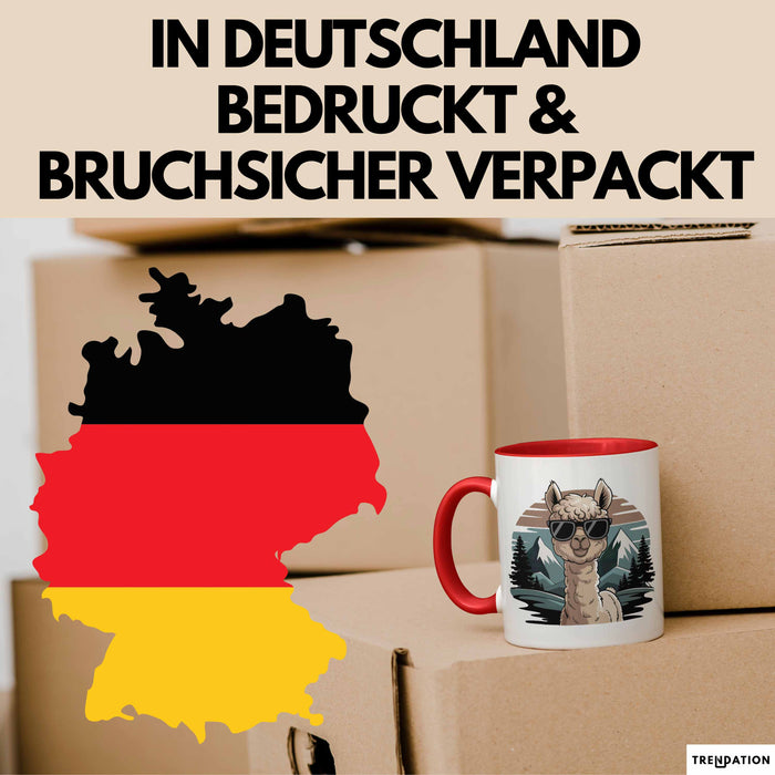 Alpaka Liebhaber Tasse Geschenkidee für Tierfreunde Rot Trendation