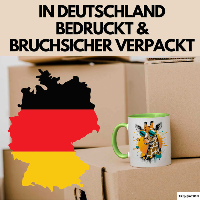 Giraffe Mit Sonnenbrille Tasse Geschenk Lustige Geschenkidee Spruch Grün Trendation