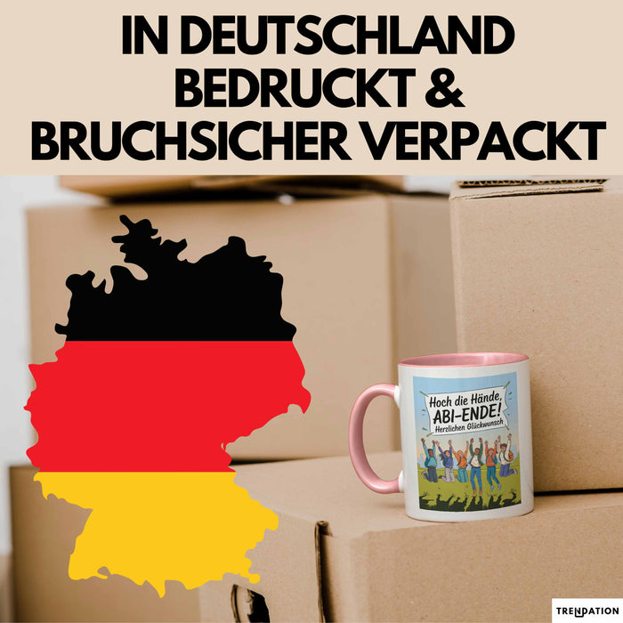 Schüler Abschluss Tasse Geschenk Lustige Geschenkidee Spruch Hoch Die Hände Abi Ende Rosa Trendation