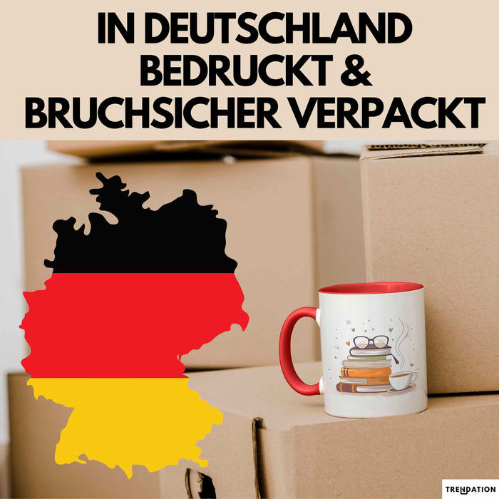 Bücherwurm Tasse Geschenk Lustige Geschenkidee Spruch Für Lese Liebhaber Rot Trendation