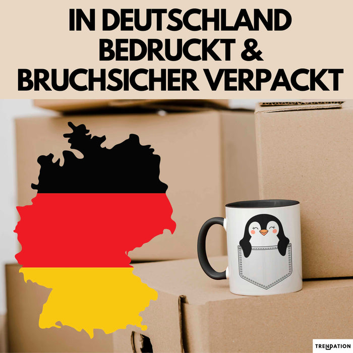 Pinguin In Der Tasche Tasse Geschenk Lustige Geschenkidee Spruch Schwarz Trendation
