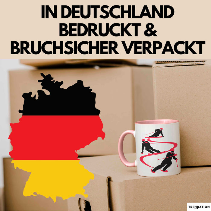 Ski Tasse Geschenk Grafik Skifahrer Becher Rosa Trendation