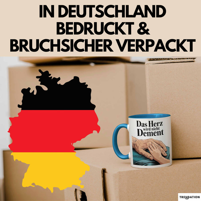 Krankenschwester Pflege Betreuung Tasse Geschenk Lustige Geschenkidee Spruch Das Herz Wird Nicht Dement Blau Trendation