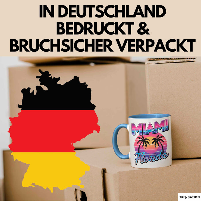 Miami Florida USA Tasse Geschenk Lustige Geschenkidee Spruch Blau Trendation