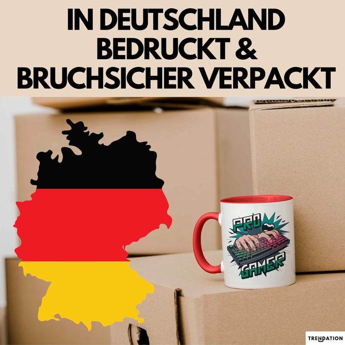 Pro Gamer Tasse Geschenkidee für Gaming Süchtige Rot Trendation