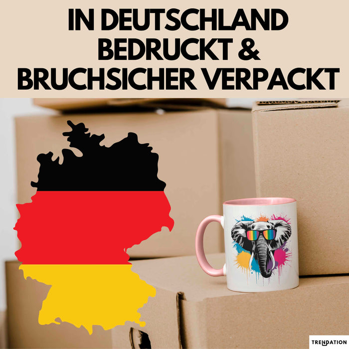 Elefant Tier Sonnenbrille Tasse Geschenk Lustige Geschenkidee Spruch Rosa Trendation