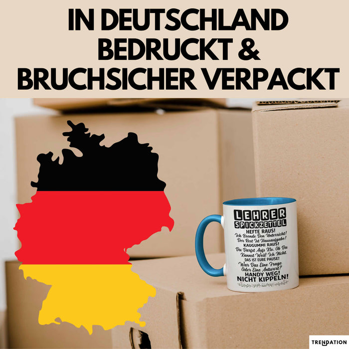 Unterricht Lehrer Wertschätzung Tasse Geschenk Lustige Geschenkidee Spruch Lehrer Spickzettel Blau Trendation