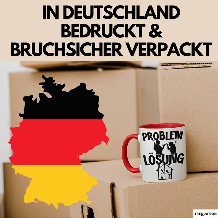 Handwerker Tasse Geschenk für Dachdecker Maler Männer Geschenkidee Problem und Lösung Handwerk Hausmeister Rot Trendation