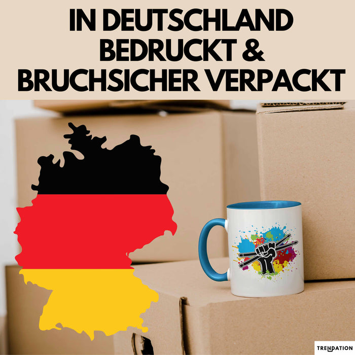 Schlagzeug-Spieler Geschenk Drummer Tasse Geschenkidee Spruch Bunte Farben Schlagzeuger Blau Trendation