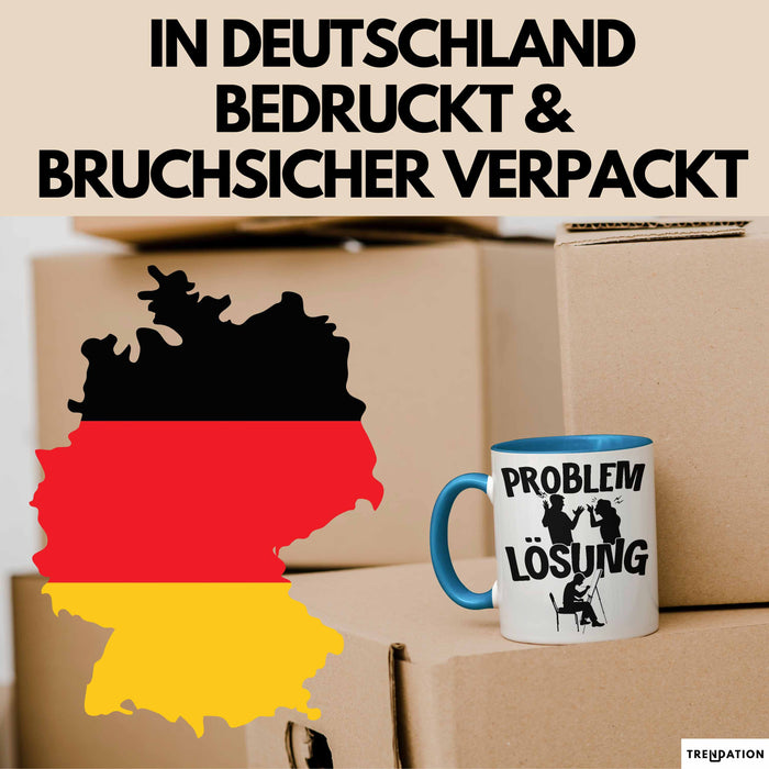 Maler Tasse Geschenk für Künstler Maler Männer Geschenkidee Problem und Lösung Malen Blau Trendation