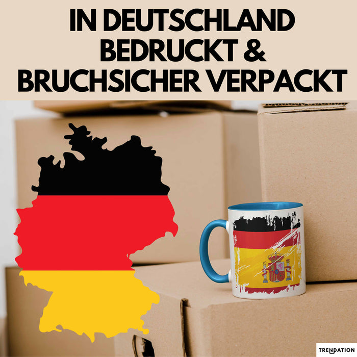 Deutsch Spanier Tasse Geschenk Lustiger Becher Geschenkidee Spanien Kaffee-Becher Blau Trendation