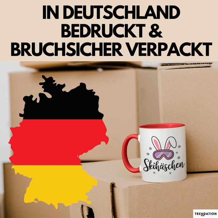 Skifahren Skifahrer Tasse Geschenk Skihäschen Geschenkidee Geschenkidee Lustig Rot Trendation