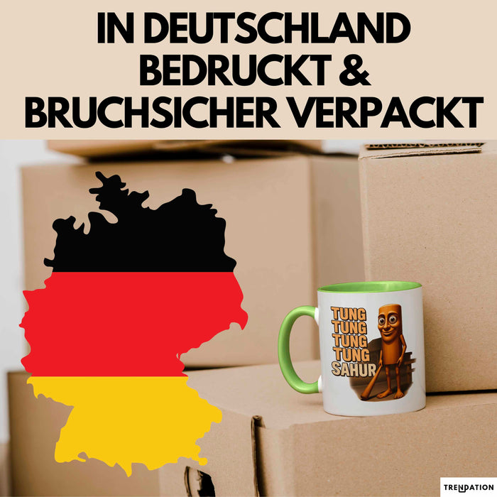 Tung Tung Tung Tung Sahur Tasse Meme Italienisch Geschenk Lustig Becher Grün Trendation