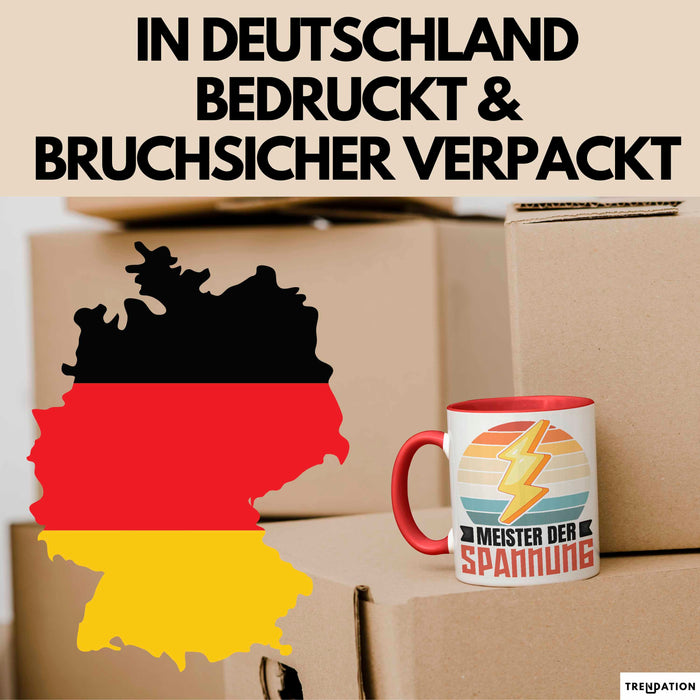 Elektriker Tasse Geschenk Meister Der Spannung Elektro-Meister Geschenkidee Becher Rot Trendation