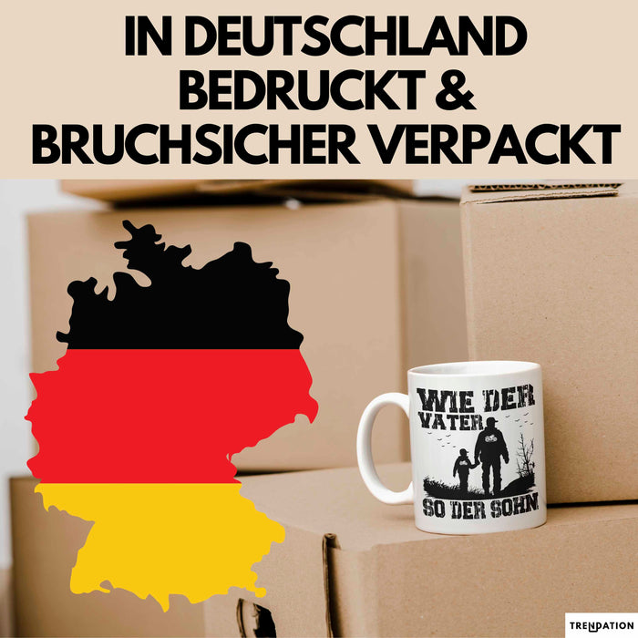 Vater Sohn Tasse Geschenk Lustige Geschenkidee Spruch Motorrad-Fahrer Weiß Trendation