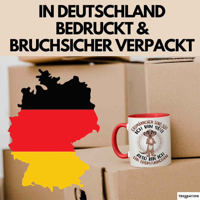 Erdmännchen Tier Tasse Geschenk Lustige Geschenkidee Spruch Erdmännchen Sind Süß Rot Trendation