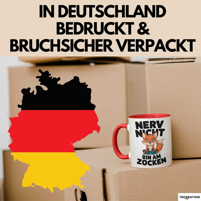 Fuchs Tierliebhaber Tasse Geschenk Lustige Geschenkidee Spruch Nerv Nicht Bin Am Zocken Rot Trendation