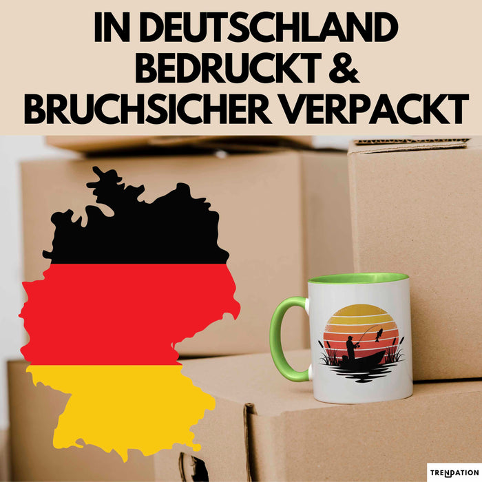 Angelliebhaber Fischer Retro Tasse Geschenk Lustige Geschenkidee Spruch Grün Trendation