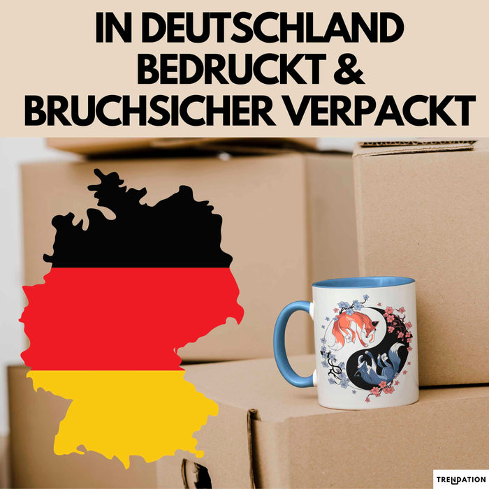 Fuchs Tierliebhaber Tasse Geschenk Lustige Geschenkidee Spruch Japanischer Kitsune Fuchs Blau Trendation