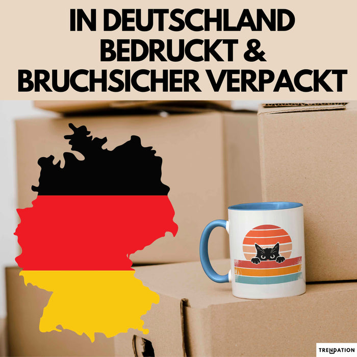 Katzen Tierliebhaber Vintage Tasse Geschenk Lustige Geschenkidee Spruch Blau Trendation