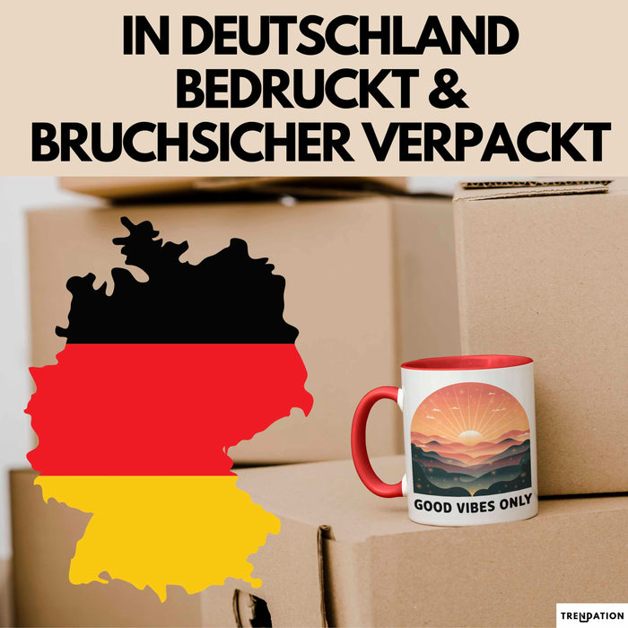 Positive Vibes Tasse Geschenk Lustige Geschenkidee Spruch Für Glückliche Seelen Rot Trendation