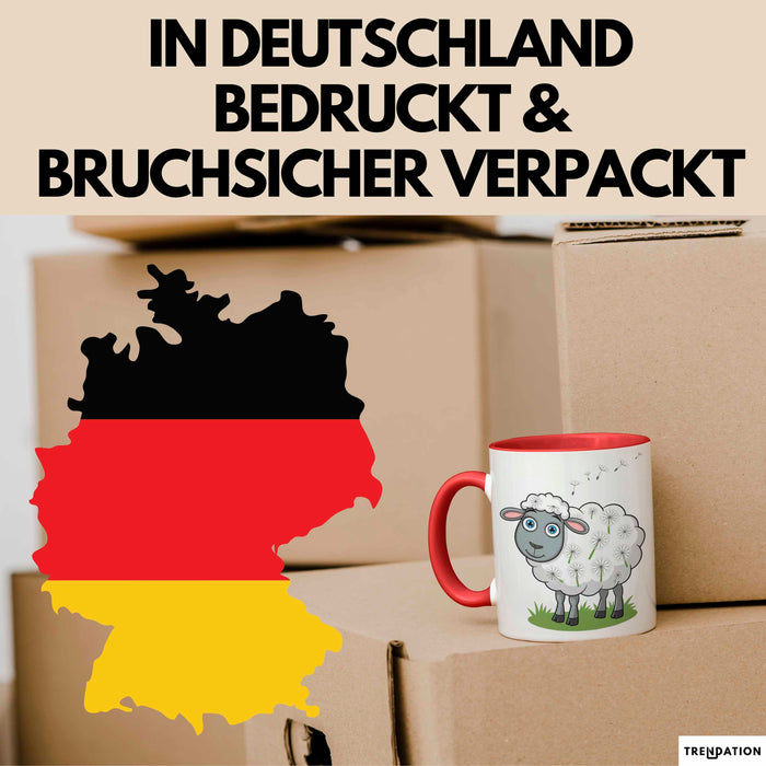 Schaf Tier Bauer Tasse Becher Geschenk Lustige Geschenkidee Spruch Rot Trendation