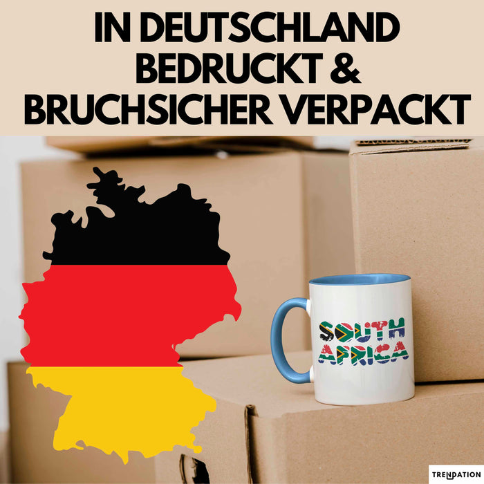 Südafrika Flagge Südafrikanisch Tasse Geschenk Lustige Geschenkidee Spruch Blau Trendation