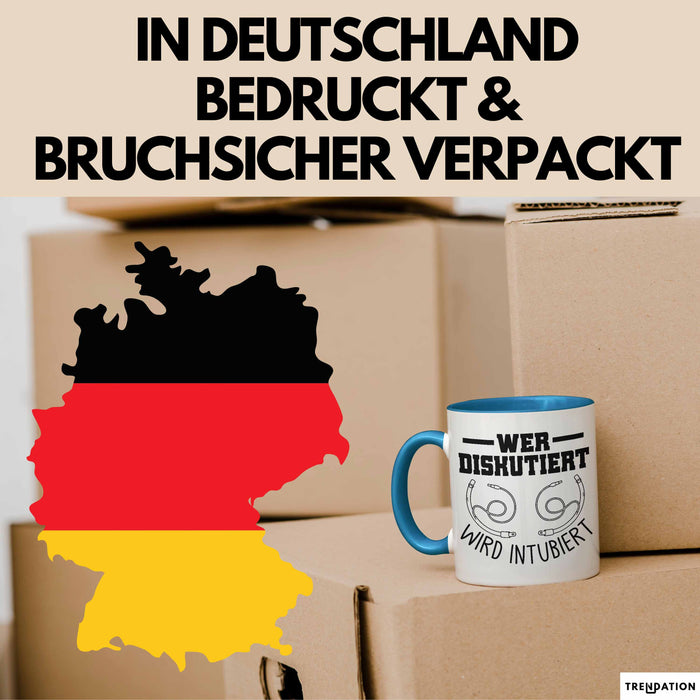 Krankenschwester Tasse Geschenk Wer Diskutiert Wird Intubiert Krankenhaus Geschenkidee Blau Trendation