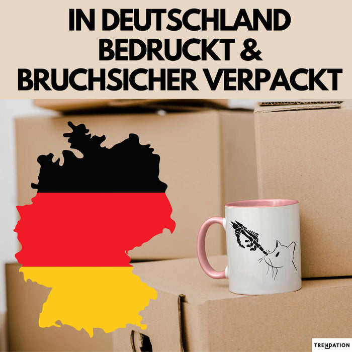 Katzen-Besitzerin Geschenk Tasse Kaffee-Becher Katzen Skelett Tattoo Frauen Kaffee-Becher Rosa Trendation
