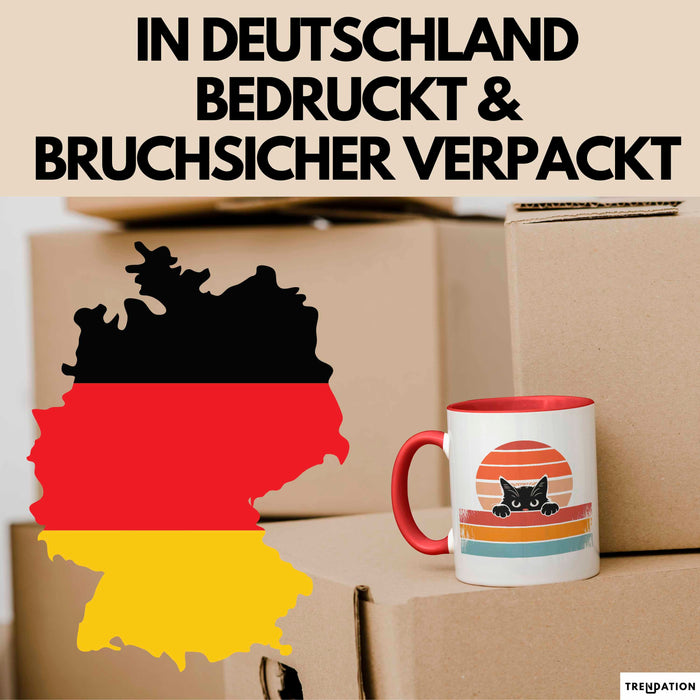 Katzen Tierliebhaber Vintage Tasse Geschenk Lustige Geschenkidee Spruch Rot Trendation