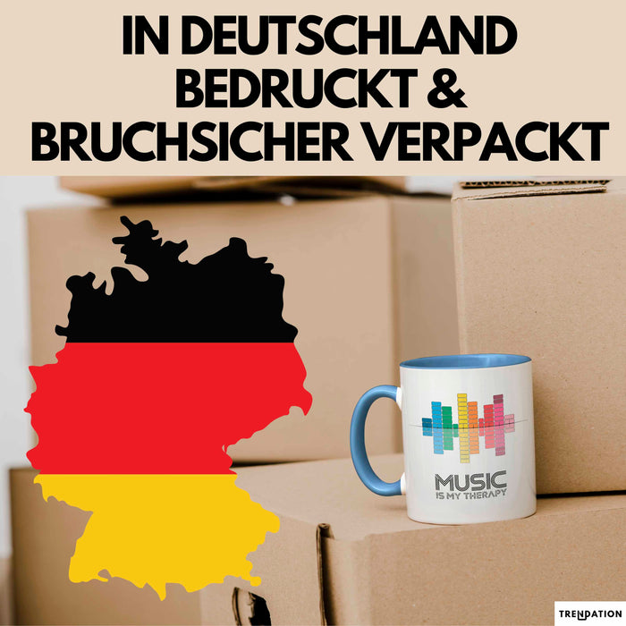 DJ Musik Equalizer EDM Party Tasse Geschenk Lustige Geschenkidee Spruch Musik Ist Meine Therapie Blau Trendation
