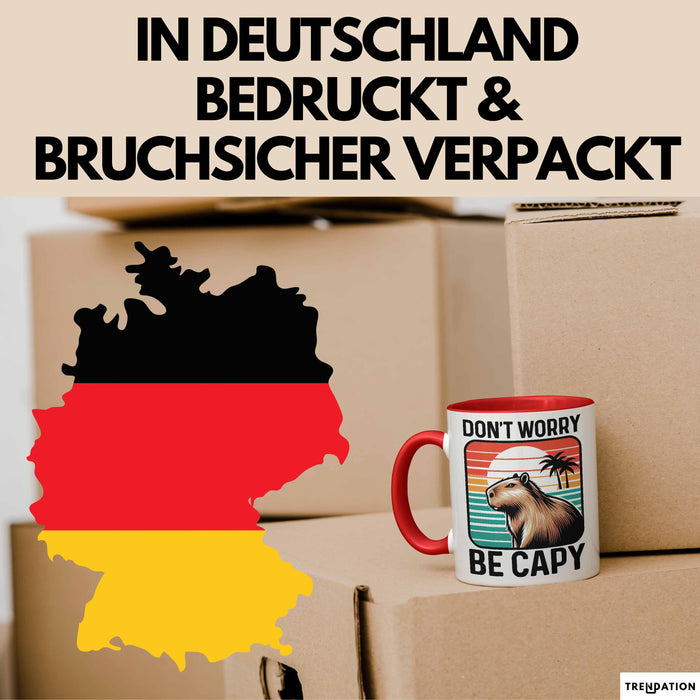 Capybara Don'T Worry Be Capy Tasse Geschenk Capybara Tier Geschenkidee Rot Trendation