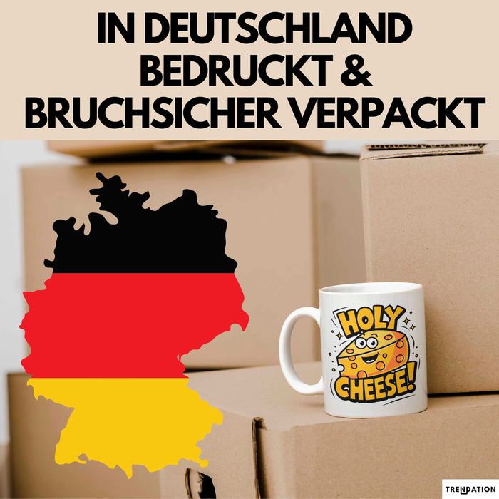 Käseliebhaber Tasse Geschenkidee Holy Cheese für Käse Esser Weiß Trendation
