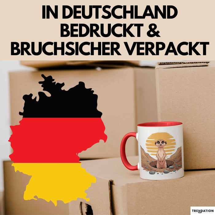 Erdmännchen Tier Tasse Geschenk Lustige Geschenkidee Spruch Rot Trendation