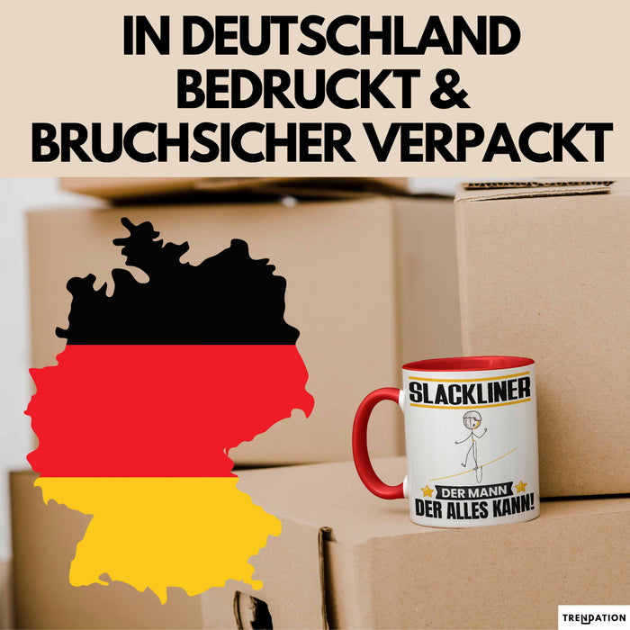 Slackliner Tasse Geschenk für Slackliner Der Mann Der Alles Kann Geschenkidee zum Geburtstag Rot Trendation