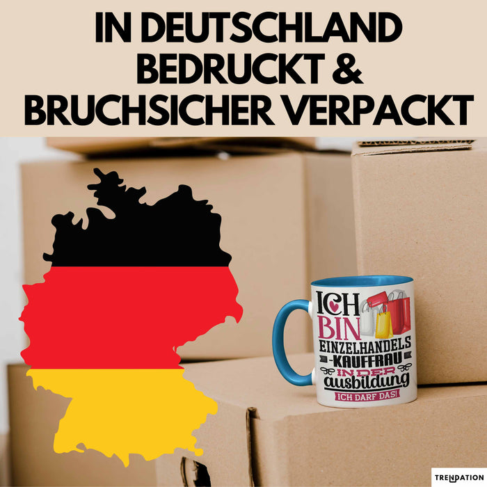 Einzelhandelskauffrau Ausbildung Start Geschenk Tasse Ich Bin Einzelhandelskauffrau In Der Ausbildung Ich Darf Das Kaffee-Becher Geschenkidee Blau Trendation