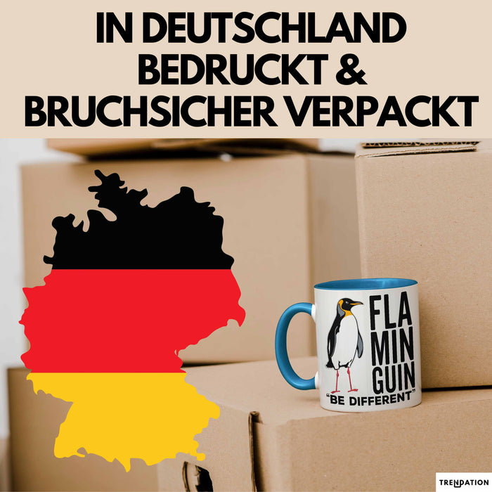 Pinguin Flamingo Tasse Geschenk Lustige Geschenkidee Spruch Flaminguin Blau Trendation