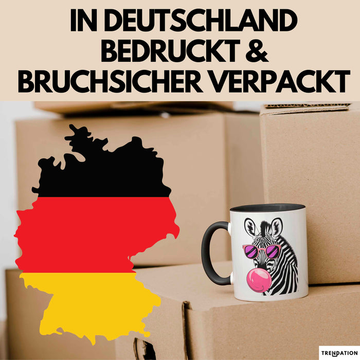 Zebra Kaugummi Tasse Geschenk Lustige Geschenkidee Spruch Schwarz Trendation