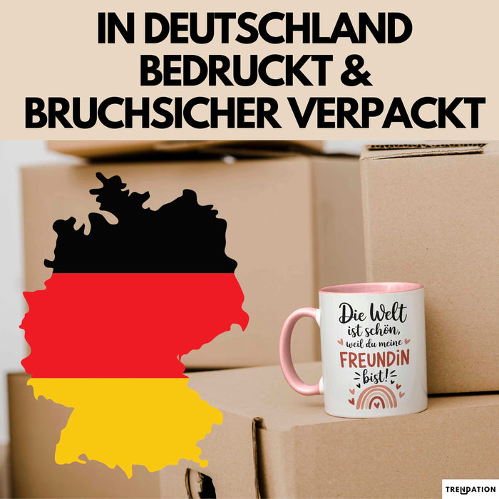 Beste Freundin Tasse Geschenk Lustige Geschenkidee Spruch Die Welt Ist Schön, Weil Du Meine Freundin Bist Rosa Trendation