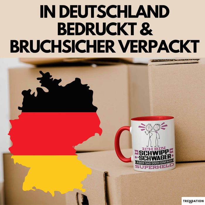 Schwippschwager Geschenk Tasse Ich Bin Schwippschwager Aber Sag Doch Einfach Superheld Lustige Geschenkdiee für Schwippschwager Kaffee-Becher Rot Trendation